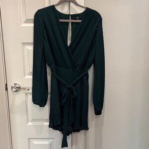 Lulus Pleated Dk Green Romper